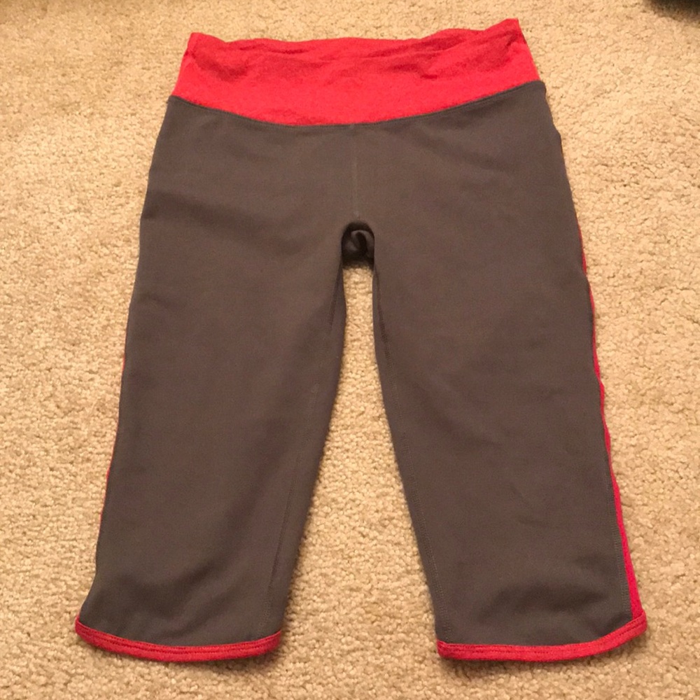 Grey/Red Workout Capris